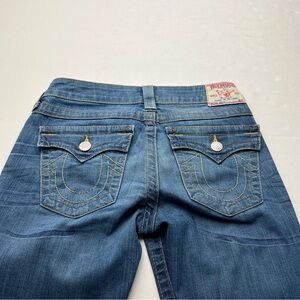 True Religion Becky Womens Size 27 Blue Denim Jean Distressed Low Rise *FLAWED‎